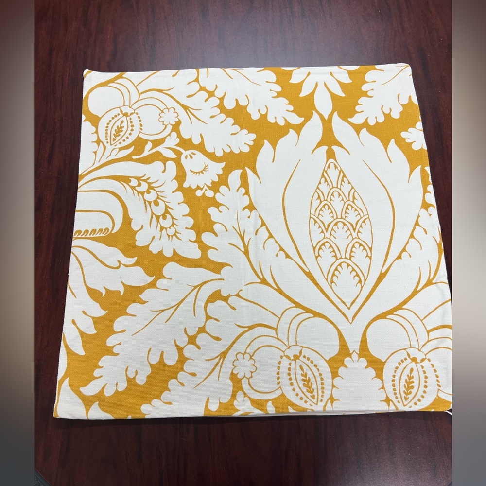 Pottery Barn Damask Pillow Cover Honey Gold 24 Inch Square